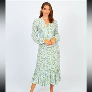 [By Timo] Blue Floral Button Down Midi Dress - Size XS NWT